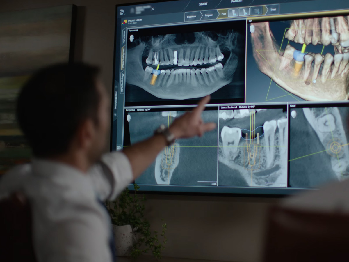 Orthophos SL 3D scan used to plan bone grafting and implant placement at Vestal Dental Associates in Vestal, NY