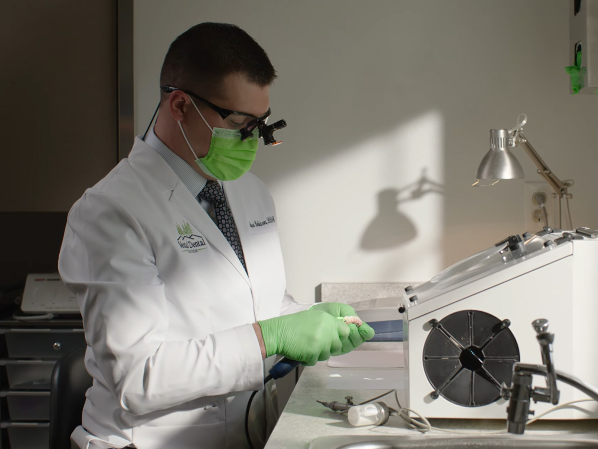 CEREC Primemill milling a ceramic crown at Vestal Dental Associates in Vestal, NY